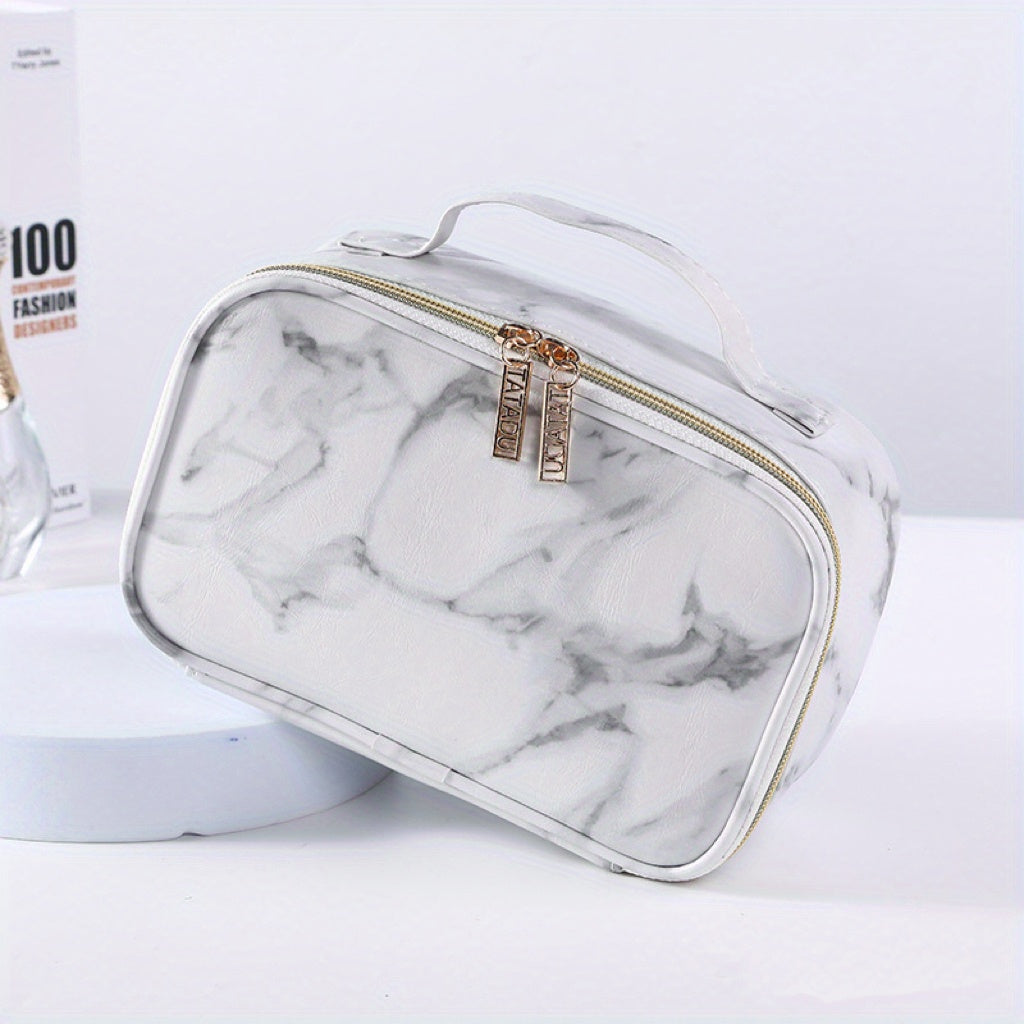 Travel Marble Makeup Bag Organizer Large Capacity Toiletry Case Brush Holder