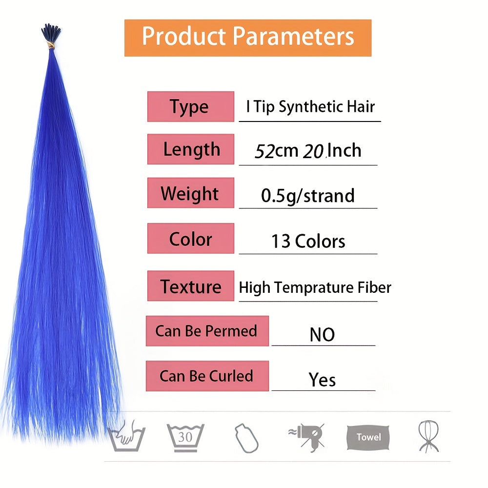 Colorful Rainbow Hair Extensions I Tip Hair Pieces for Parties and Costumes