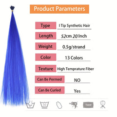 Colorful Rainbow Hair Extensions I Tip Hair Pieces for Parties and Costumes