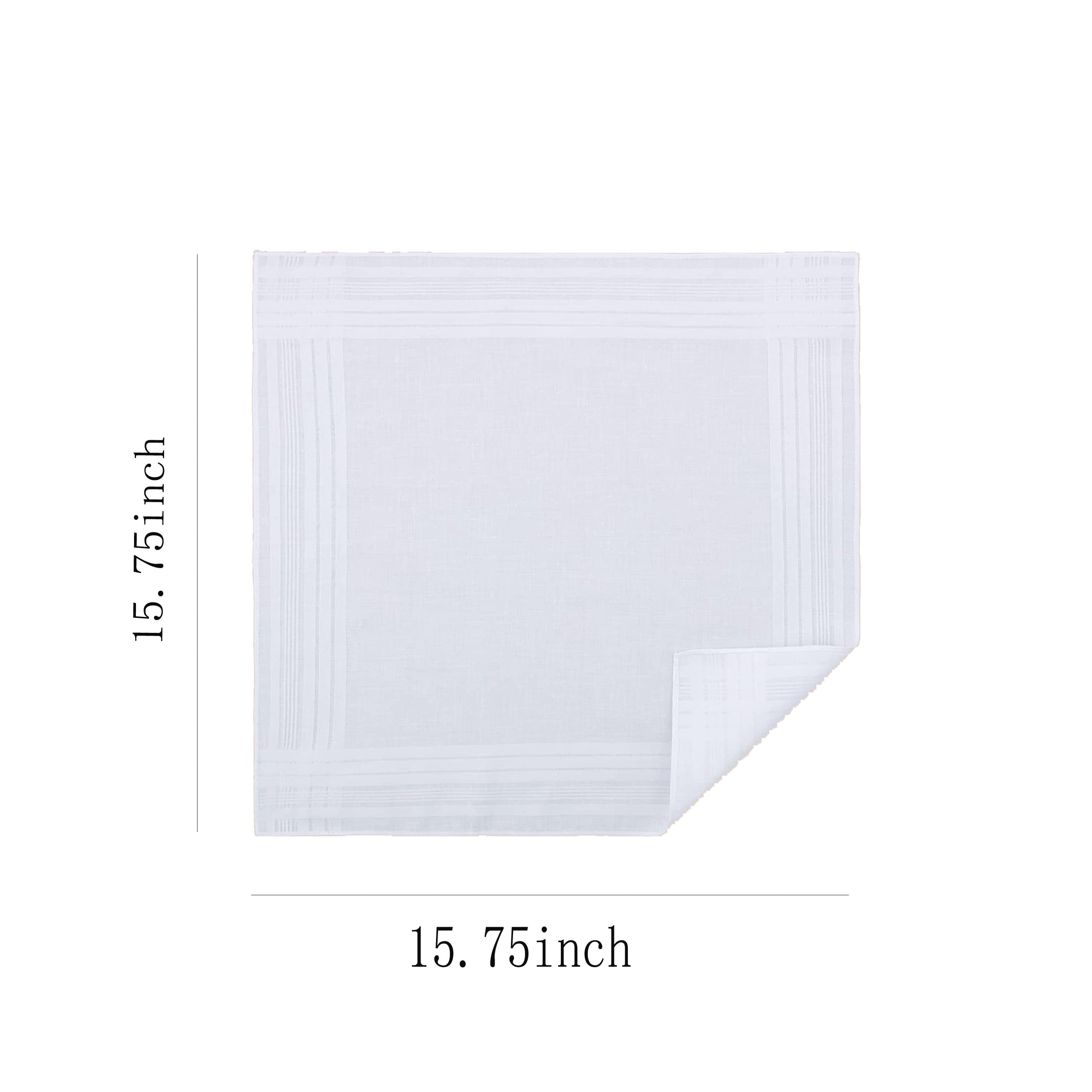 12pcs Solid Stripe Hankies Large Square Classic Handkerchief Bulk Set