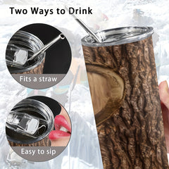 20oz Wood Carving Love Heart Tumbler Insulated Cup