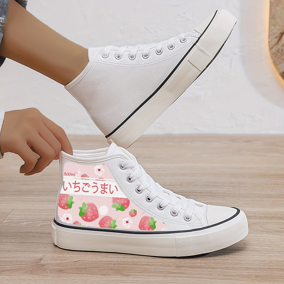 Strawberry Print Plush Lined Thermal Chunky Sneakers