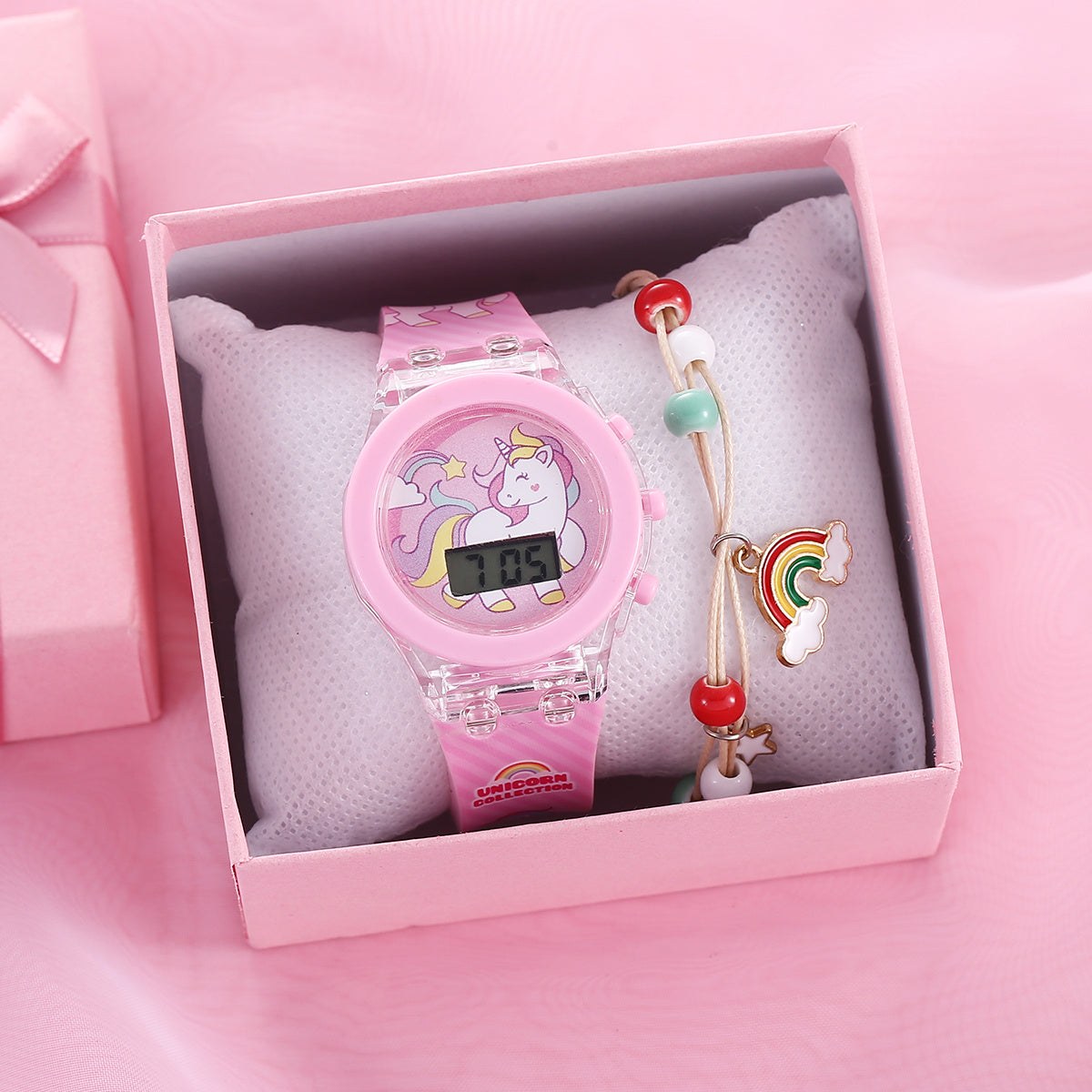 Girls Unicorn Electronic Watch & Bracelet Set With Box
