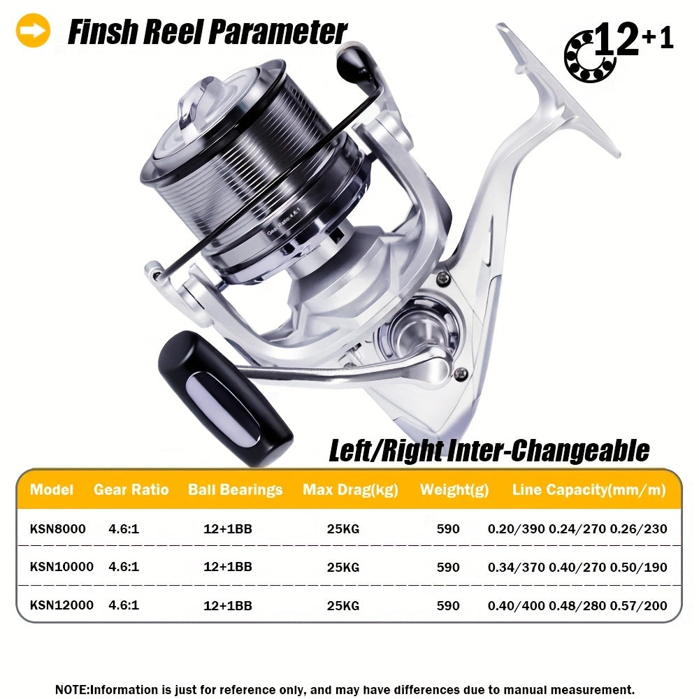 OUYALINE Spinning Fishing Reel 12+1BB 25KG Max Drag