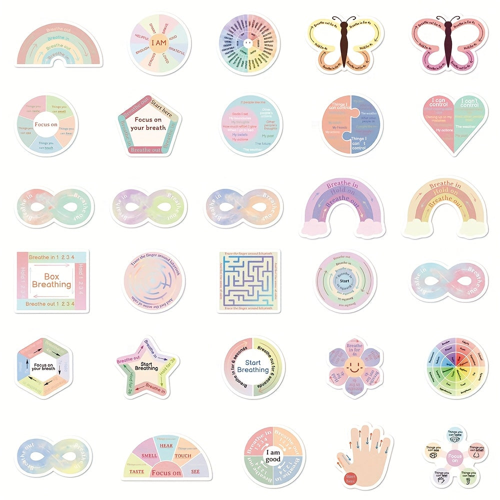 60pcs Calming Sensory Stickers for Phone Case Luggage Tablet Holiday Graffiti