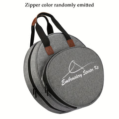 Round Embroidery Tool Storage Bag with Zipper Pocket