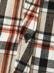 Men's Vintage Hawaiian Style Flannel Fleece Plaid Lapel Shirt
