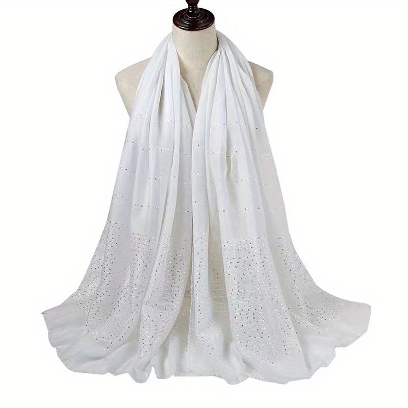 Solid Tassel Muslin Hijab Headband Thin Breathable Shawl