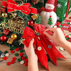 60pcs Christmas Wooden Buttons 6 Colors Lattice Craft Buttons