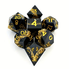 7pcs Golden Pattern Resin Dice Mini Dice For Game Entertainment