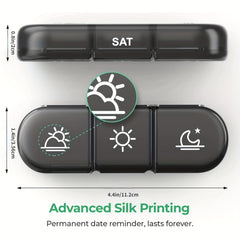 Portable 7-Day Pill Organizer with Light-Proof Containers