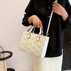 Vintage Letter Pattern Square Shoulder Bag Women's Crossbody Bag