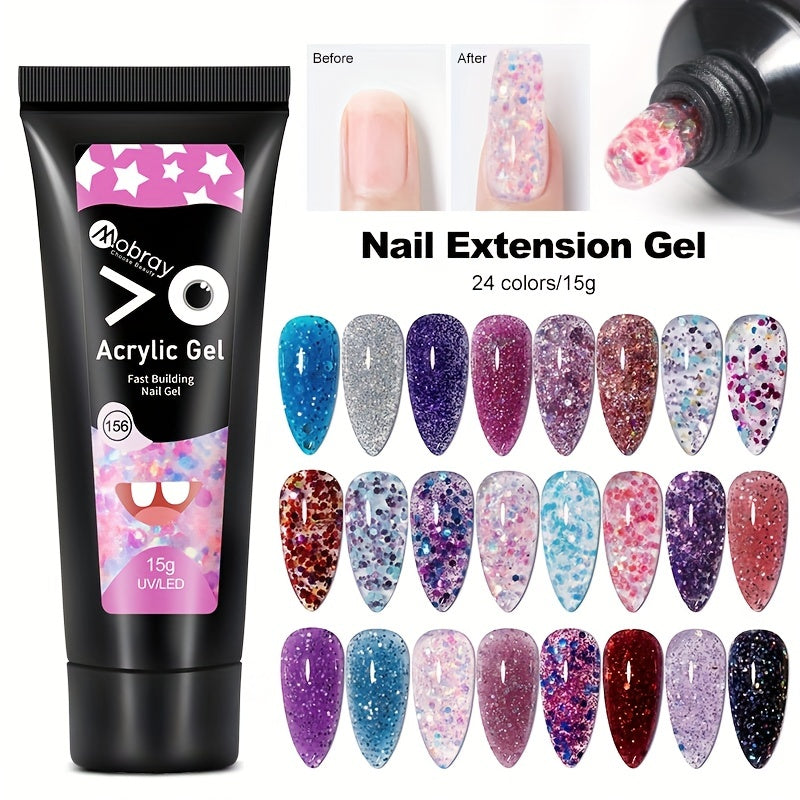 Quick Nail Extension Gel 15g Crystal Sequin - Home Salon Nail Art DIY
