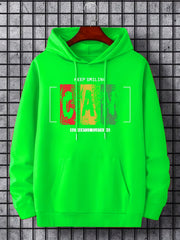 'Keep Smiling' Print Hoodie Men's Pullover Sweatshirt
