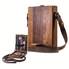 Wooden Storage Box Bag Crossbody Postman Bag Artist Tool Brush Storage Box