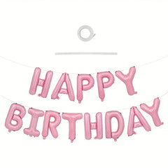 13pcs Birthday Balloon Set Golden Silvery Pink Happy Birthday Party Decoration