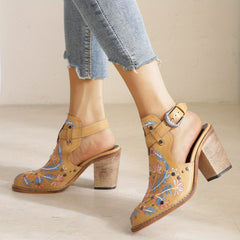 Embroidered & Studded Chunky Heeled Boots