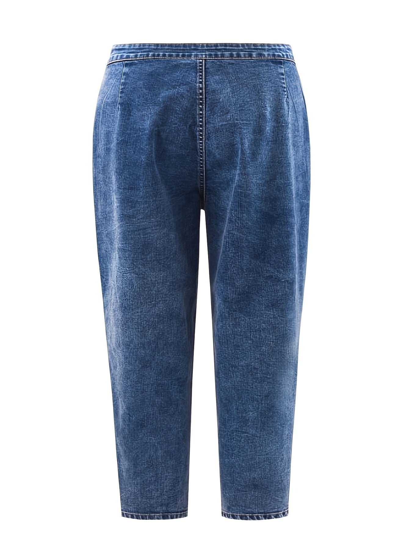  High Rise Solid Straight Leg Jeans Women's Plus Casual Denim Pants