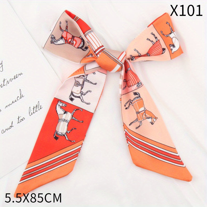 Twill Horse Silk Scarf Hair Band Bowknot Bag Handle Ribbon Hand Gift Straps