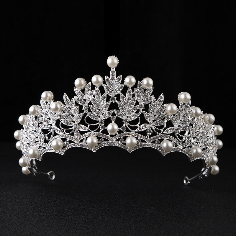 Faux Pearl Crystal Crown Hairband Headband Bridal Wedding Party