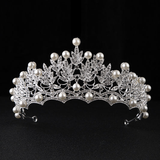 Faux Pearl Crystal Crown Hairband Headband Bridal Wedding Party