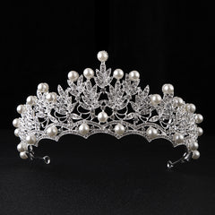 Faux Pearl Crystal Crown Hairband Headband Bridal Wedding Party