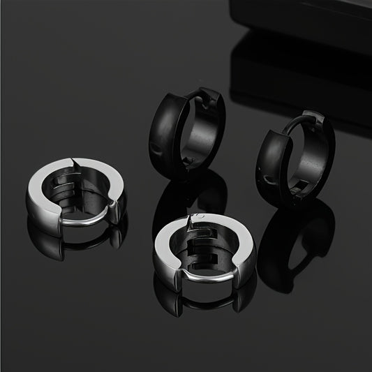 Men's Round Titanium Steel Ear Studs