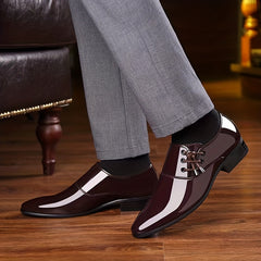 Men's Pointed Toe Smart Casual Dress Shoes With Elastic Lace Buckle