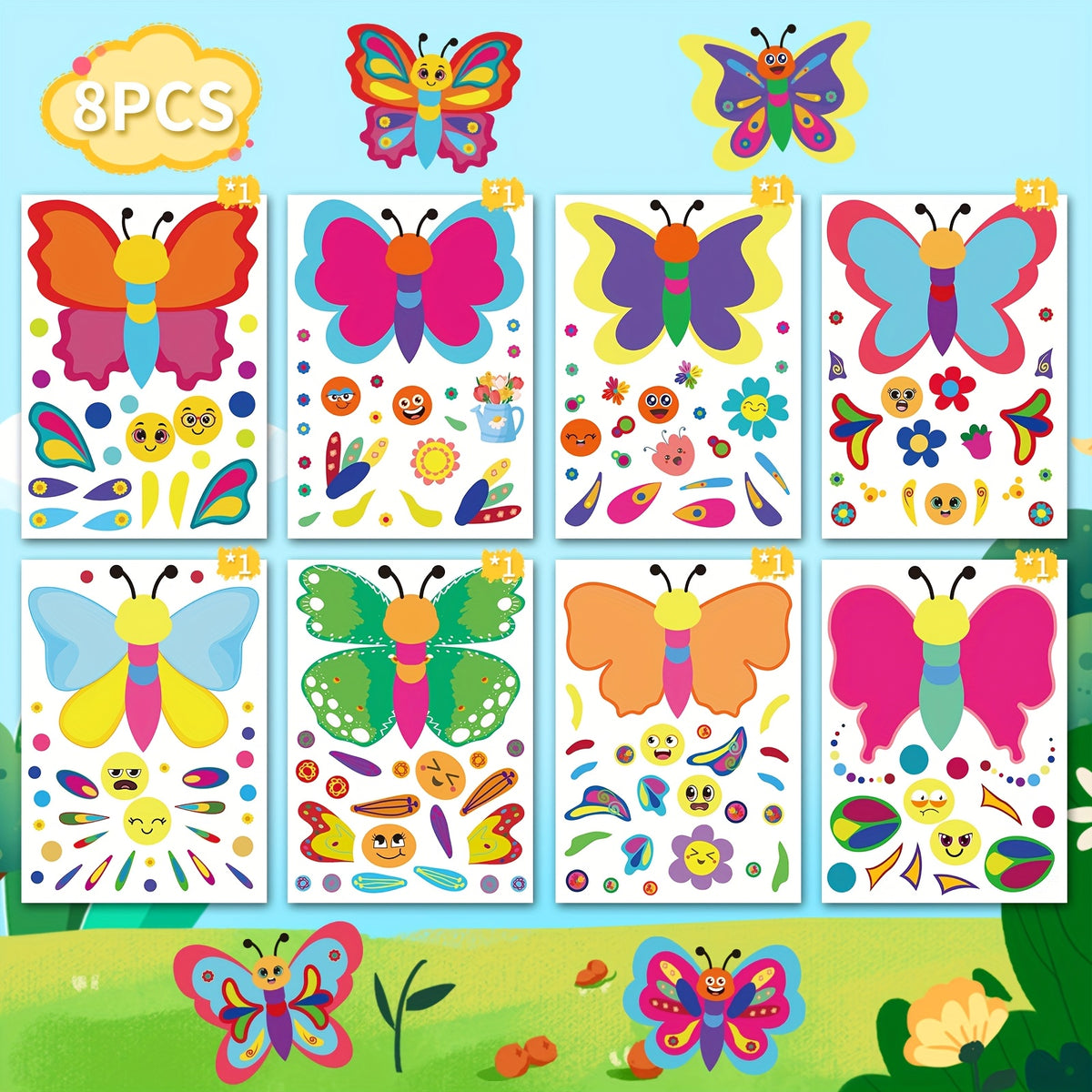 Set of 16 DIY Butterfly Ornaments for Expressive Facial Decor