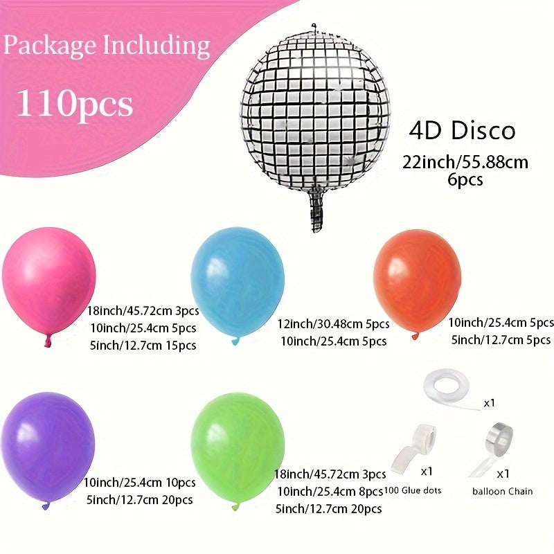 110pcs Disco Party Balloon Arch Flower Ring Set - Hip Hop Theme