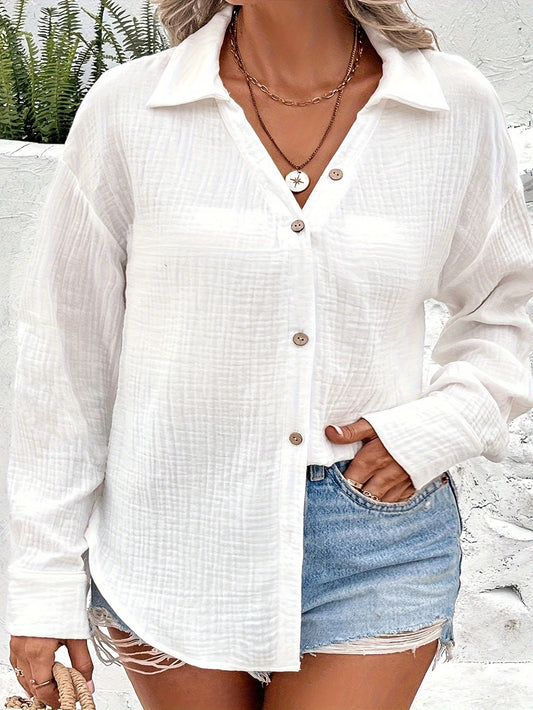  Button Up Long Sleeve Blouse