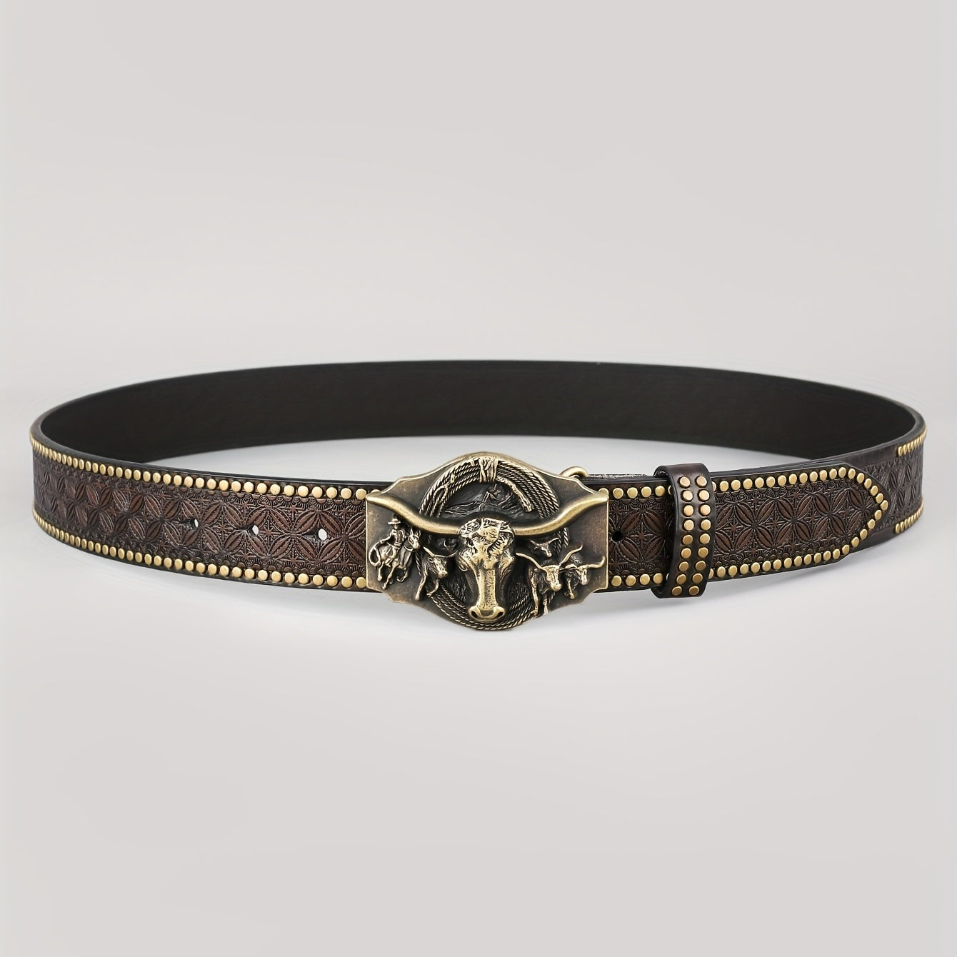 Men's Vintage Embossed Hardware Western Cowboy Belt
