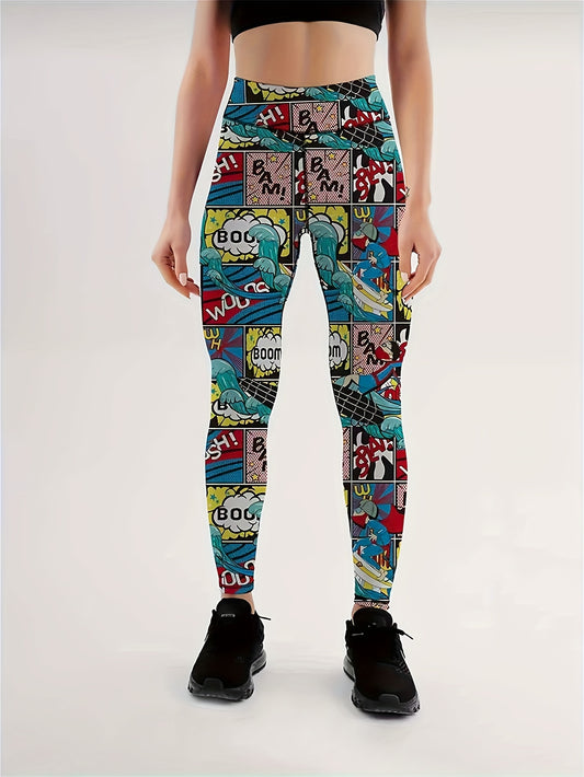 Cartoon Print Yoga Leggings High Waist Slim Fitness Pants