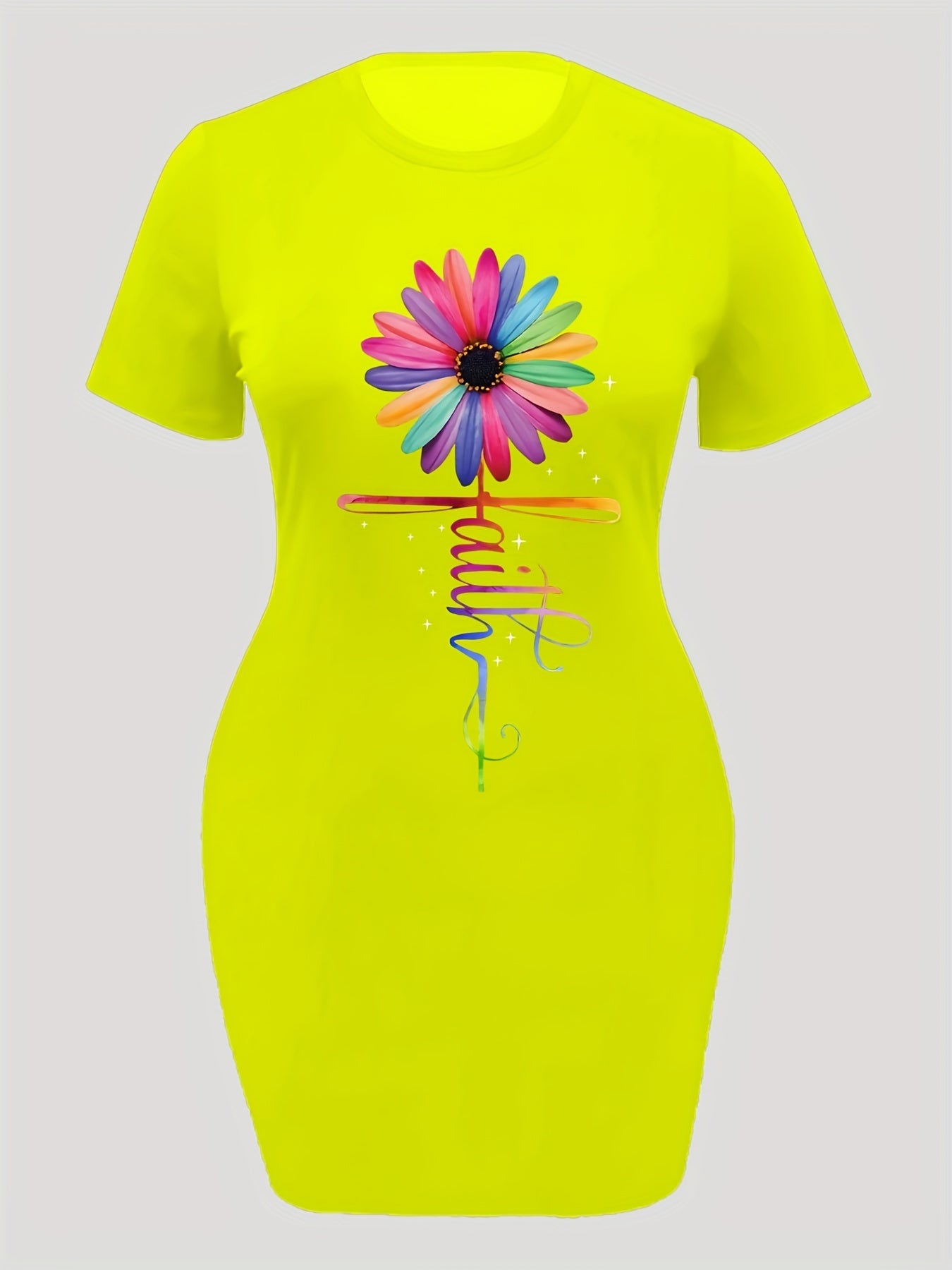  Floral Print Short Sleeve Dress