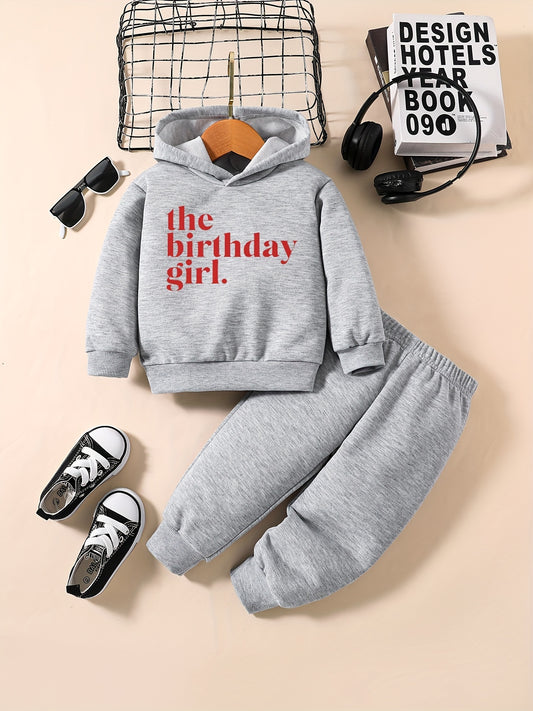 Toddler Baby Sweatshirt Set THE BIRTHDAY GIRL Print Outfit