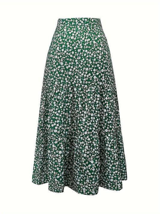 Women's Plus Ditsy Floral Print Smock Maxi Skirt