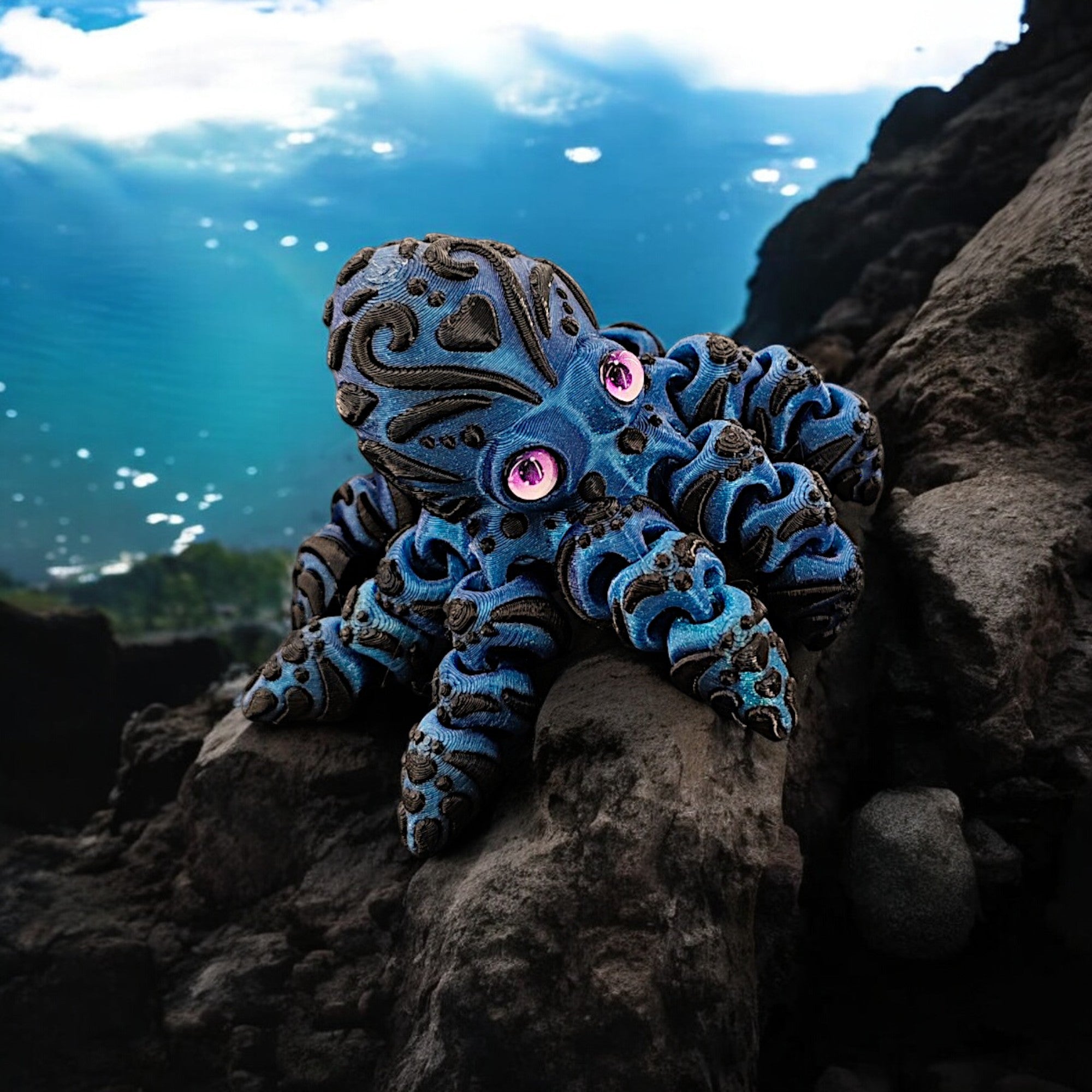 3D Printed Octopus Decor Vibrant ABS Mini Statue for Home Office