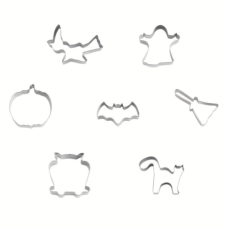 7pcs Halloween Cookie Cutters Stainless Steel Candy Mold Pumpkin Witch Molds