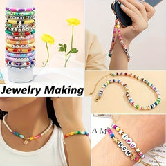 DIY Bracelet Making Kit 2400pcs Clay Bead Set Stone Beads Polymer Flat Beads