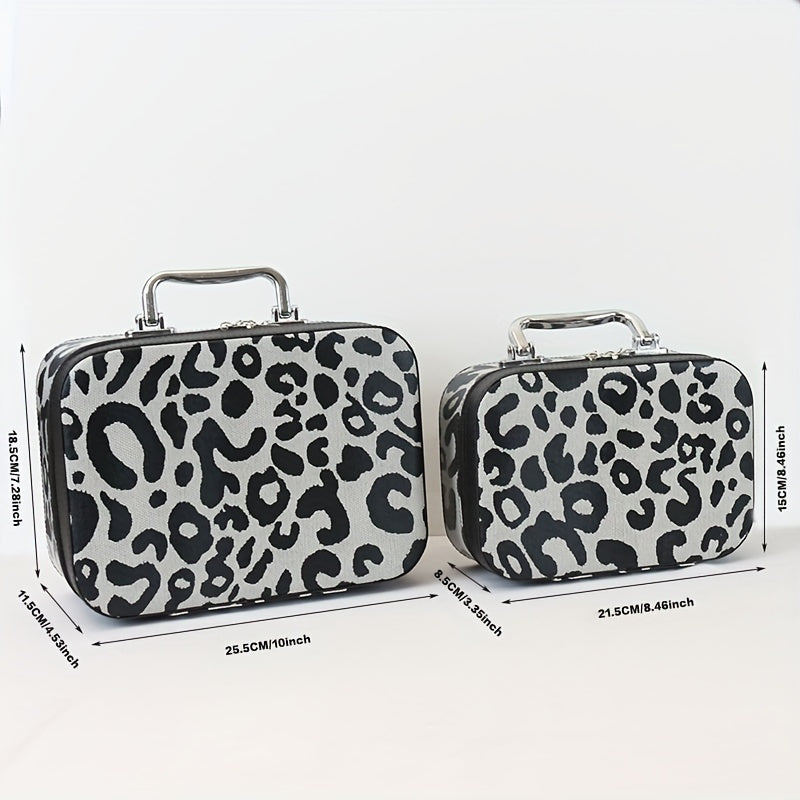 Leopard Print Makeup Train Case Large Capacity Organizer Bag