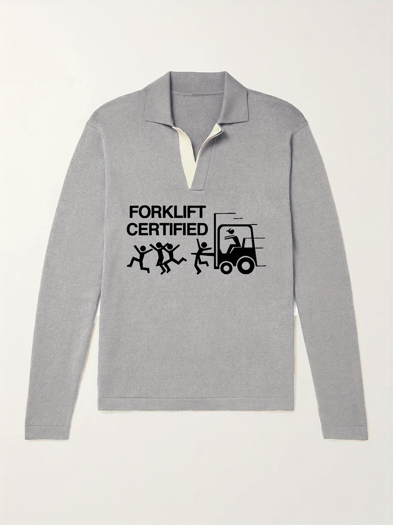 Funny Pattern Knit Polo Shirt Men's Casual Lapel Pullover Sweater