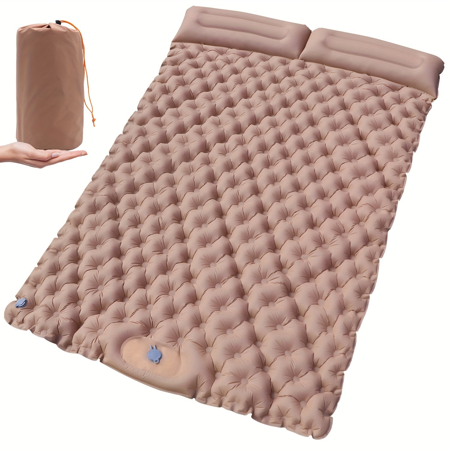 2-Person Sleeping Pad w/ Built-in Pump - Portable Inflatable Mat