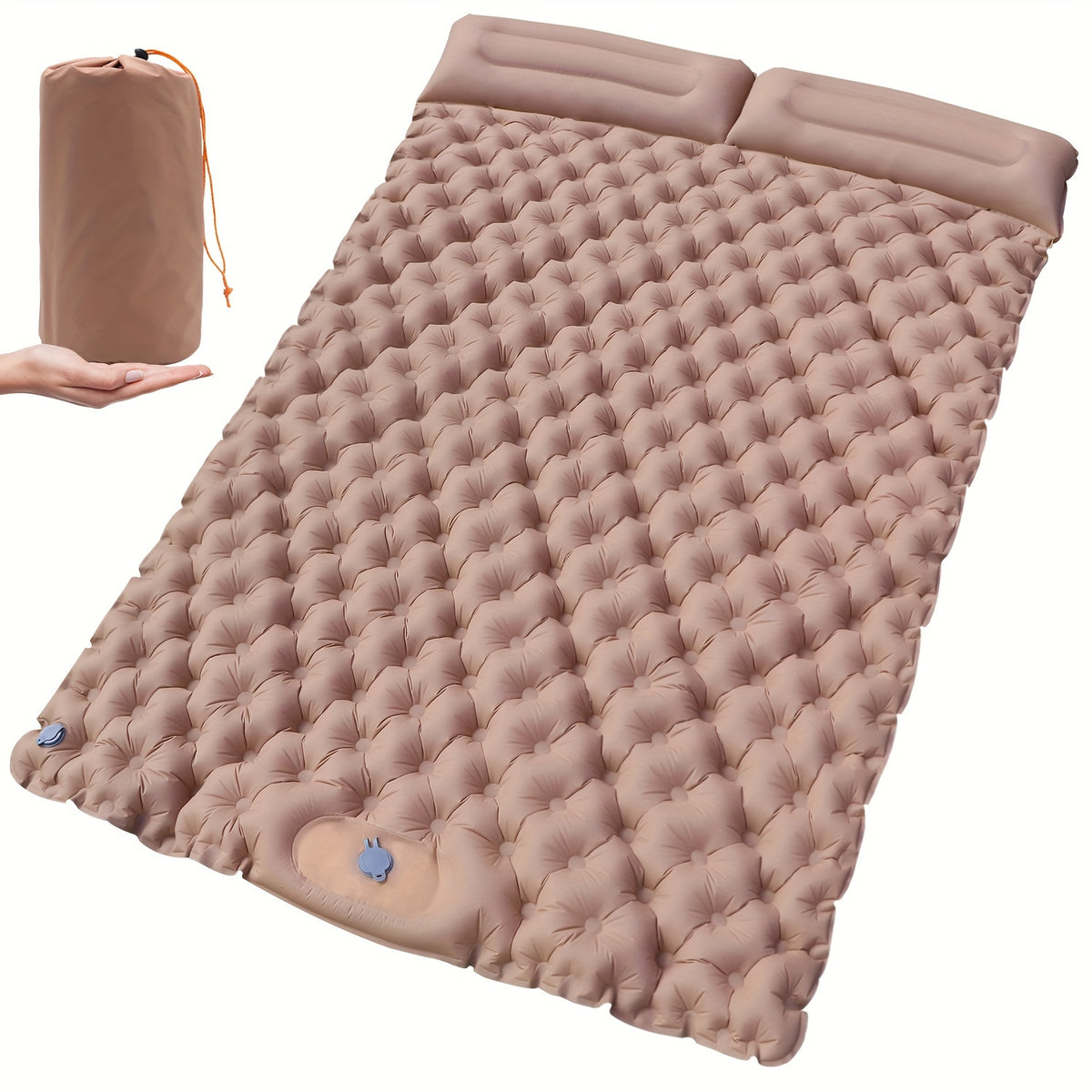 2-Person Sleeping Pad w/ Built-in Pump - Portable Inflatable Mat