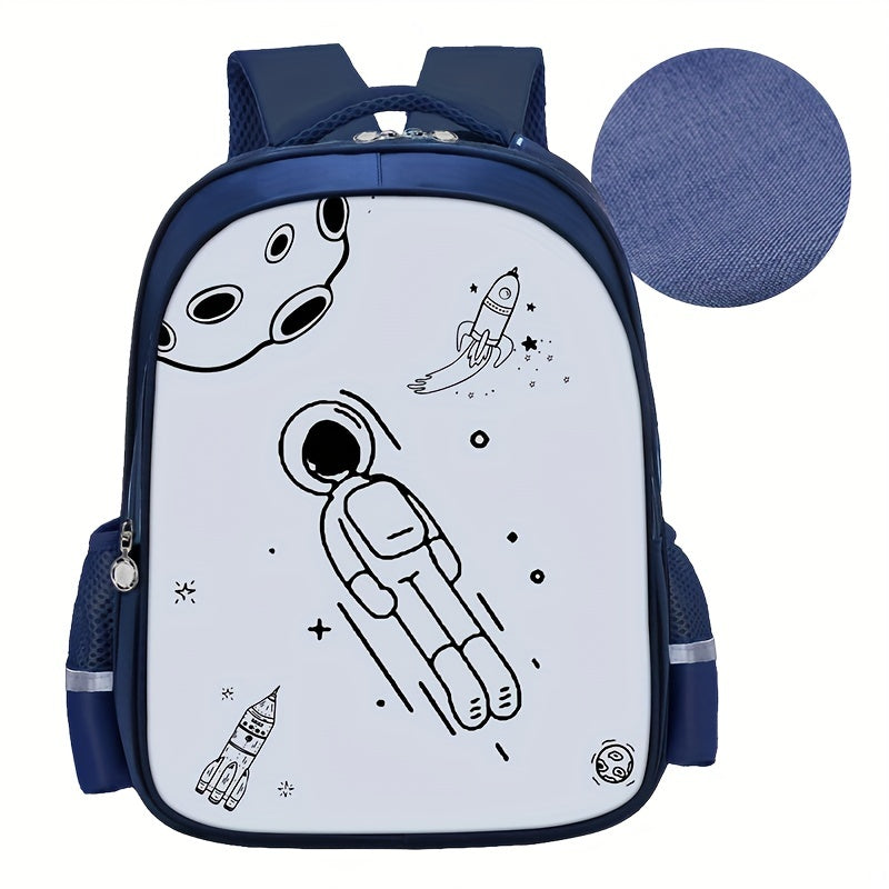Astronaut Pattern Cartoon Backpack for Students 5-12