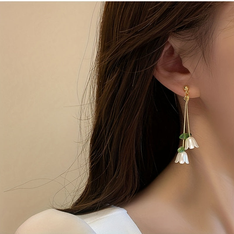 Ethnic Style Lily Of The Valley Pendant Earrings Alloy Jewelry