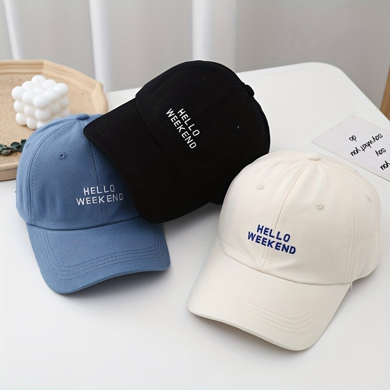 Hello Weekend Embroidered Baseball Cap Sun Hat