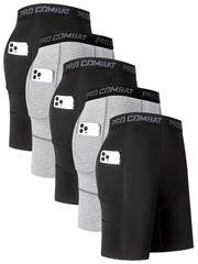 5 Men's Cycling Compression Shorts Pocket Stretch Bike