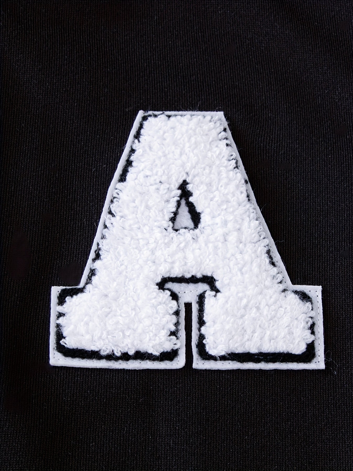 Letter Patched Kid's Baseball Jacket Button Front Long Sleeve Top