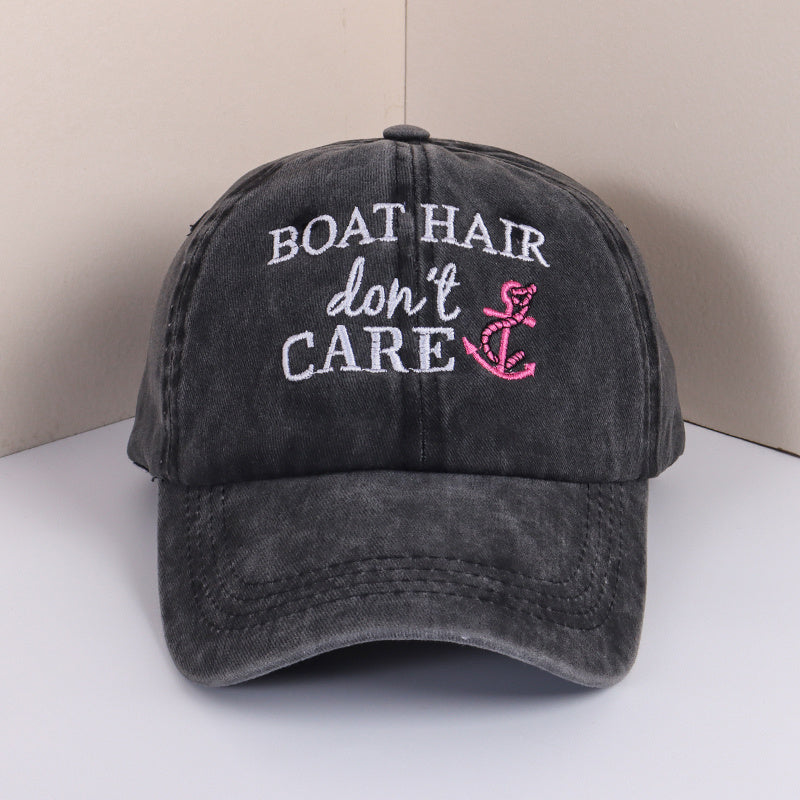 Boat Hair Don't Care Baseball Cap Embroidery Y2K Sunscreen Sports Hat