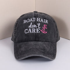 Boat Hair Don't Care Baseball Cap Embroidery Y2K Sunscreen Sports Hat